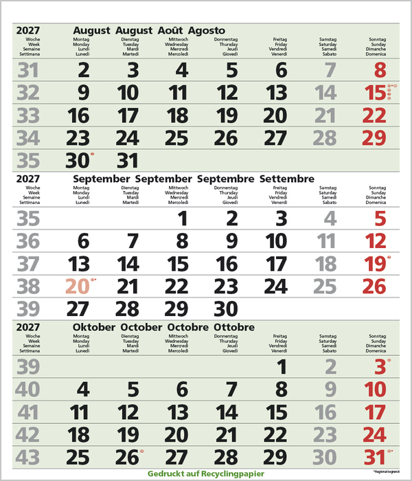 3-Monats-Planer Comfort Recyclingpapier 2027, Innenansicht #9