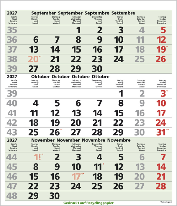 3-Monats-Planer Comfort Recyclingpapier 2027, Innenansicht #10