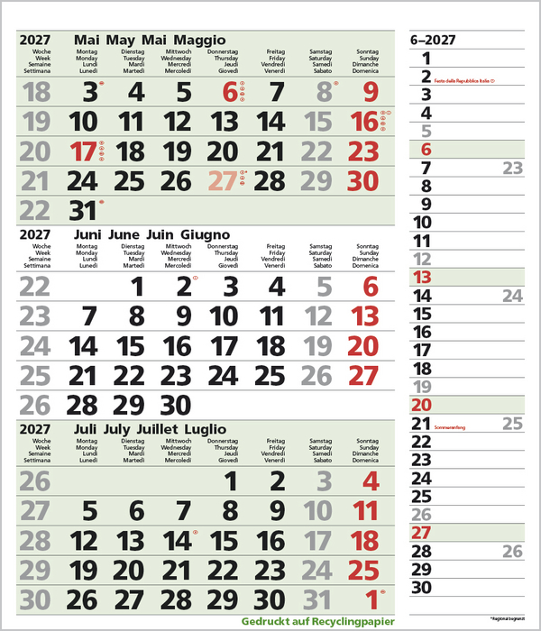 3-Monats-Planer Combi Recyclingpapier 2027, Innenansicht #6