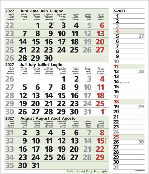 3-Monats-Planer Combi Recyclingpapier 2027, Innenansicht #7