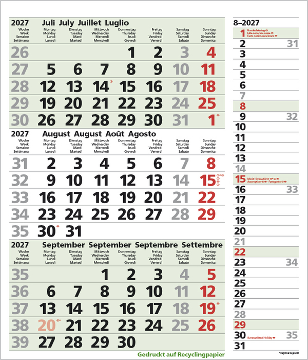 3-Monats-Planer Combi Recyclingpapier 2027, Innenansicht #8
