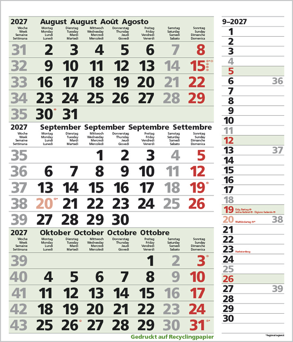 3-Monats-Planer Combi Recyclingpapier 2027, Innenansicht #9