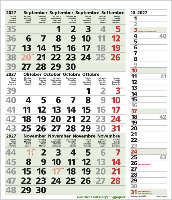 3-Monats-Planer Combi Recyclingpapier 2027, Innenansicht #10