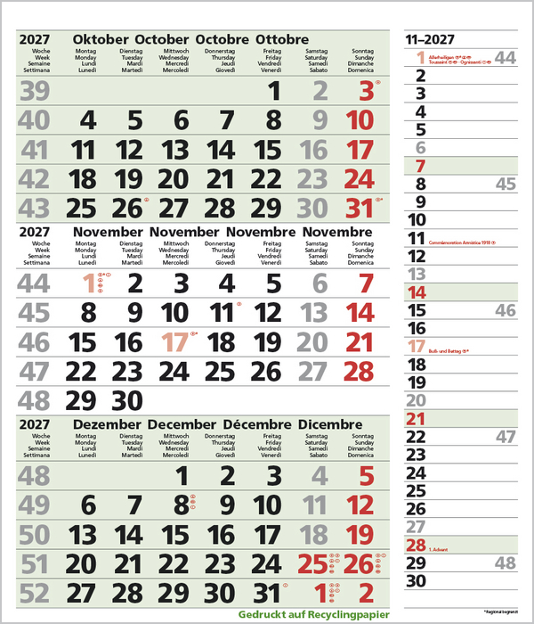 3-Monats-Planer Combi Recyclingpapier 2027, Innenansicht #11