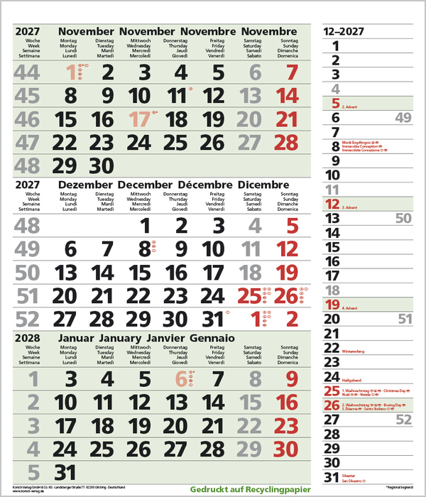 3-Monats-Planer Combi Recyclingpapier 2027, Innenansicht #12