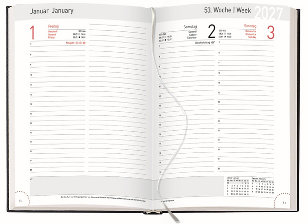 Buchkalender Chef-Timer Balaton schwarz 2027, Innenansicht #1