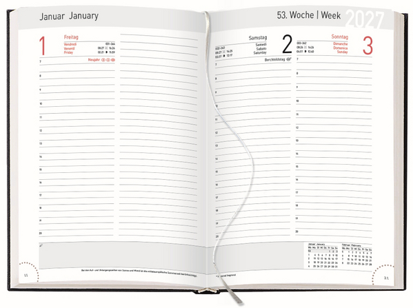 Buchkalender Chef-Timer Balaton burgund 2027, Innenansicht #1