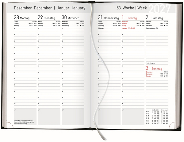 Buchkalender Wochentimer Balaton schwarz 2027, Innenansicht #1