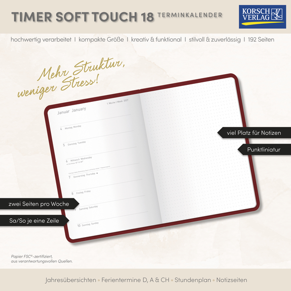 Timer Soft Touch 18 Monate wasserblau 2027/2028, Innenansicht #17