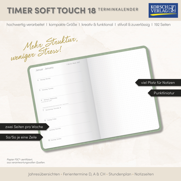 Timer Soft Touch 18 Monate jade 2027/2028, Innenansicht #17