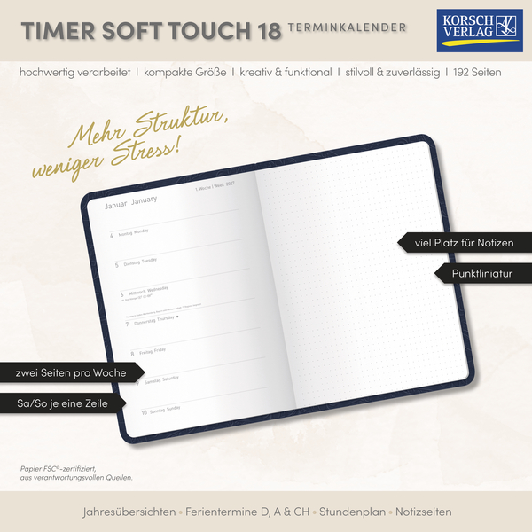 Timer Soft Touch 18 Monate dunkelblau 2027/2028, Innenansicht #17