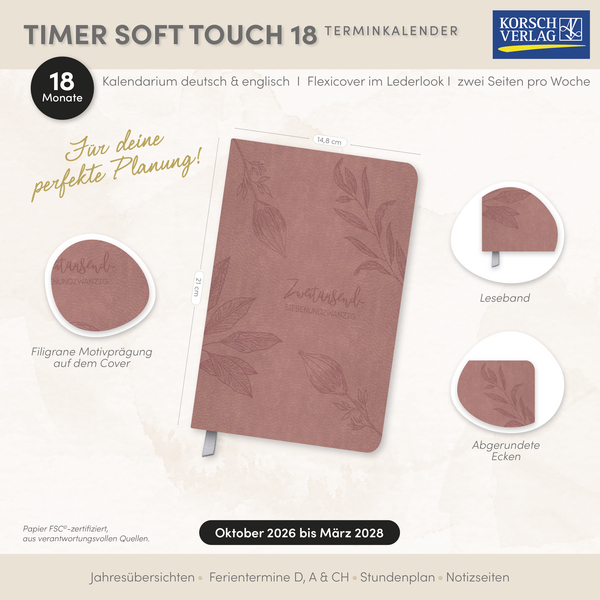 Timer Soft Touch 18 Monate rosewood 2027/2028, Innenansicht #18