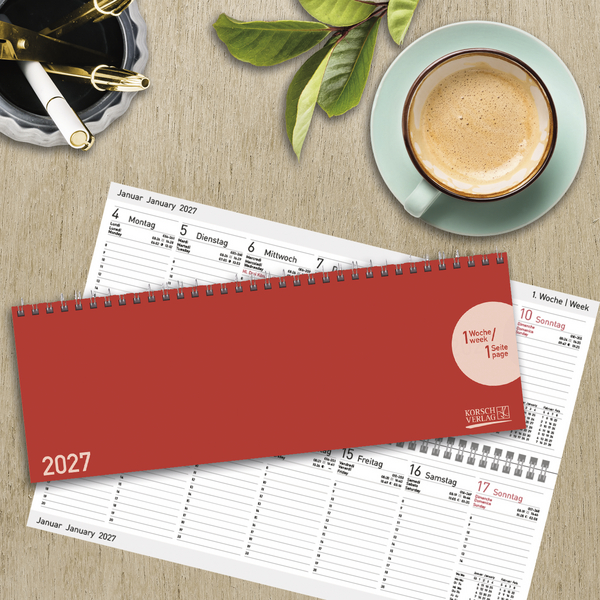 Tischquerkalender Classic Colourlux rot 2027, Innenansicht #16