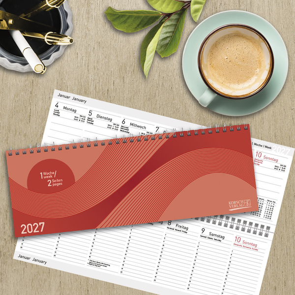 Tischkalender quer Professional Colourlux 2027 rot, Innenansicht #16