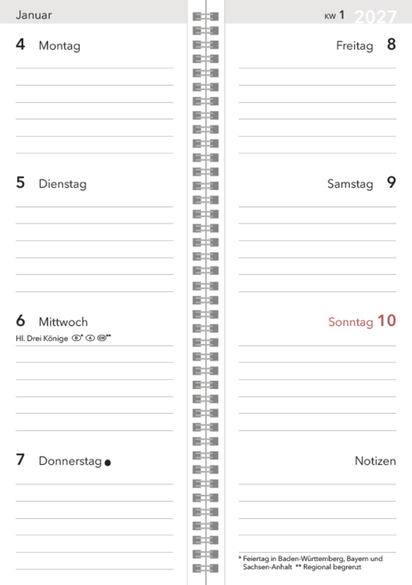 Tischkalender Hochformat Gro&szlig;druck 2027, Innenansicht #1