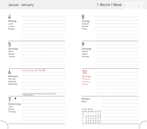 Taschenkalender Modus XL geheftet PVC rot 2027, Innenansicht #1