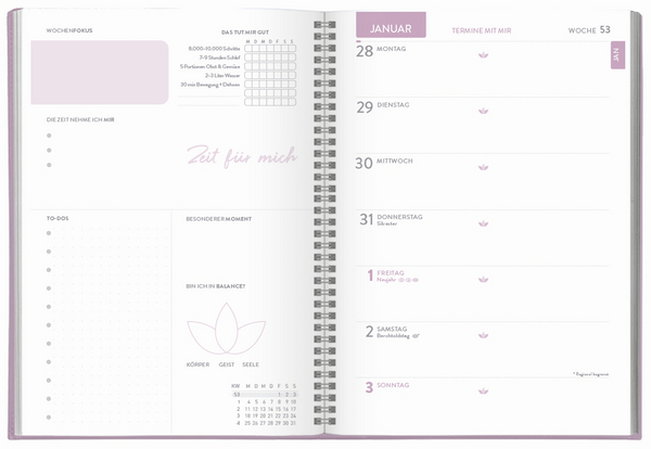 Terminkalender Selfcare-Planer 2027, Innenansicht #1