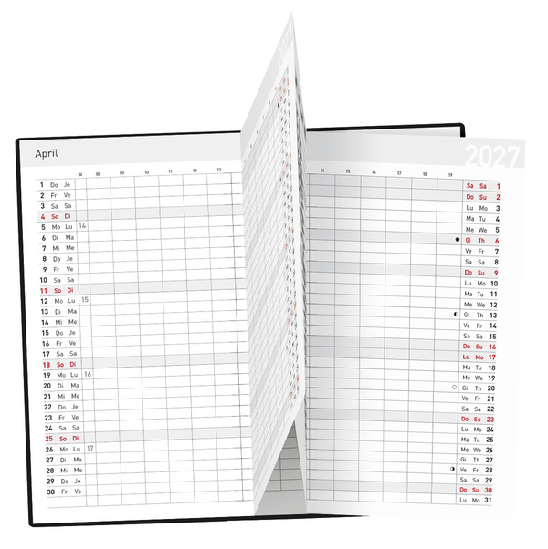 Taschenkalender Saturn Leporello PVC blau 2027, Innenansicht #1