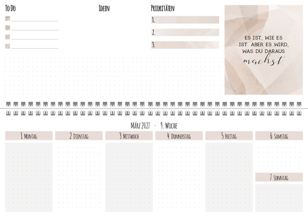 Tischkalender quer Plan it 2027, Innenansicht #1