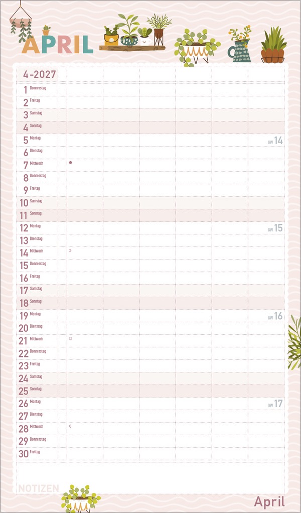 Familienplaner Happy Plants 2027, Innenansicht #4