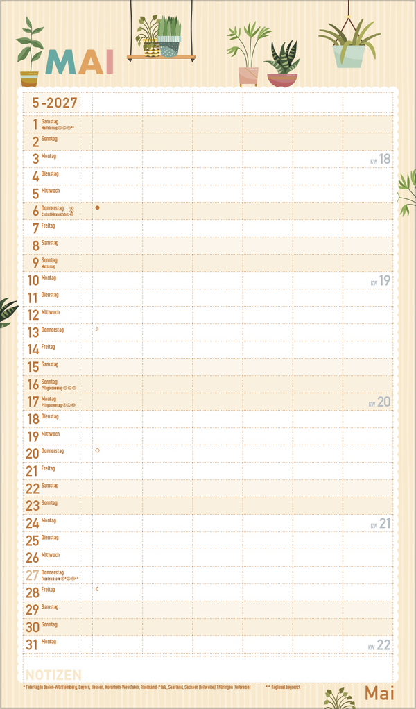 Familienplaner Happy Plants 2027, Innenansicht #5