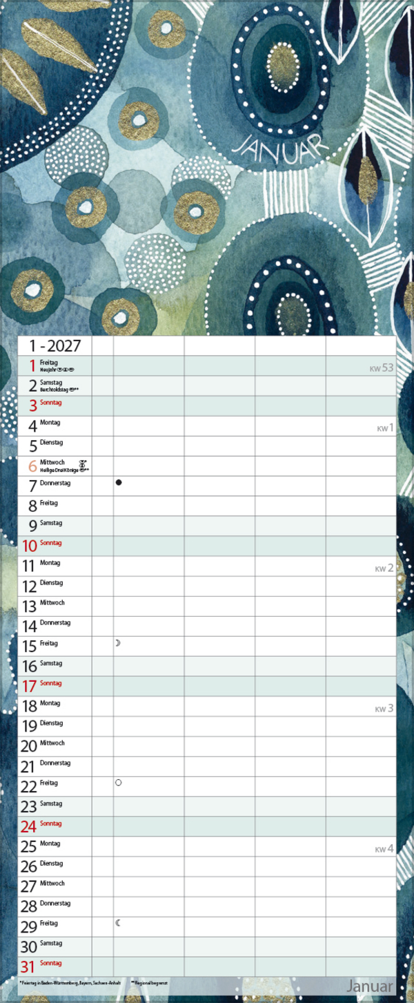 Aquarellplaner 2027, Innenansicht #1