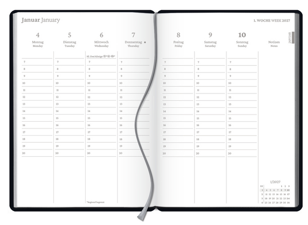 Wochenplaner Schwarz 2027, Innenansicht #1
