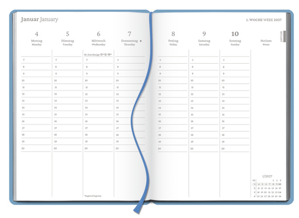 Wochenplaner Aqua 2027, Innenansicht #1