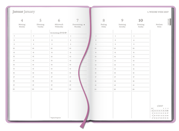 Wochenplaner Flieder 2027, Innenansicht #1