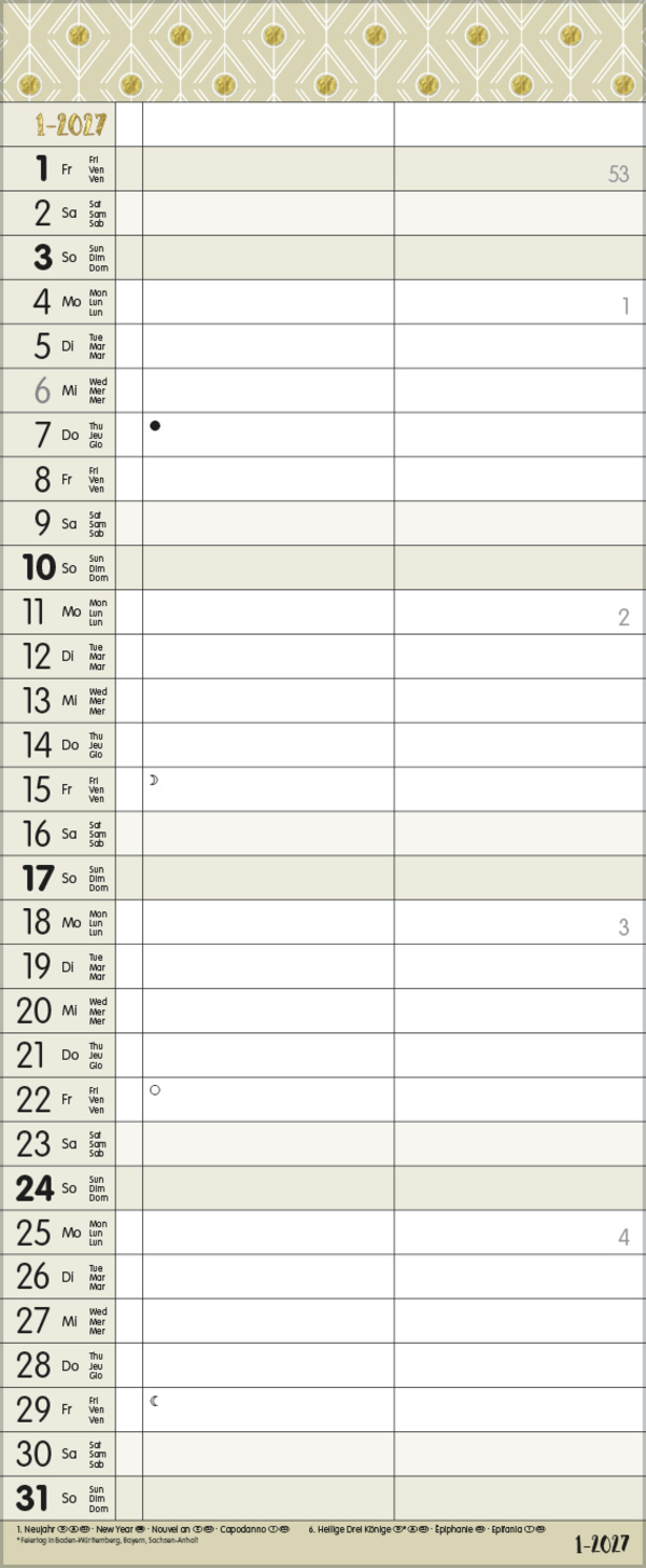 My Timer - Glamour your Time 2027, Innenansicht #1