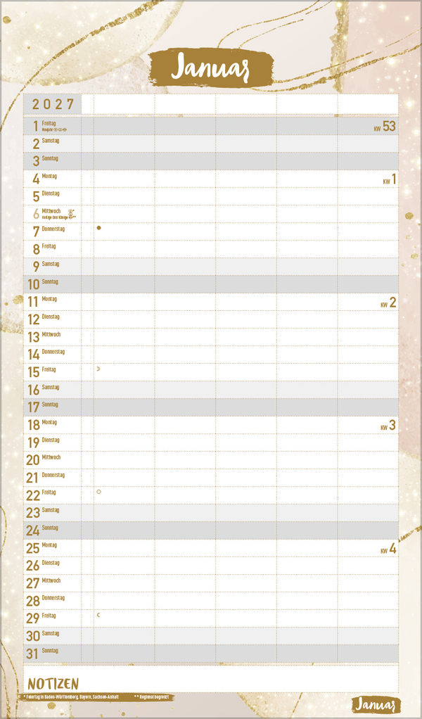 Familienplaner Metallic Glam 2027, Innenansicht #1