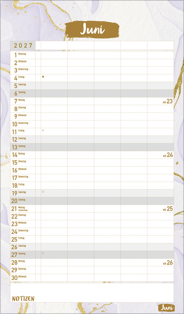 Familienplaner Metallic Glam 2027, Innenansicht #6