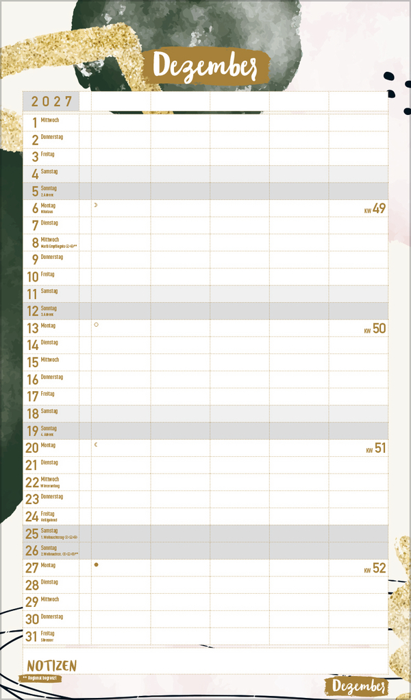 Familienplaner Metallic Glam 2027, Innenansicht #12