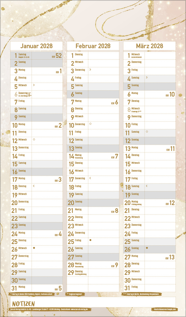 Familienplaner Metallic Glam 2027, Innenansicht #13
