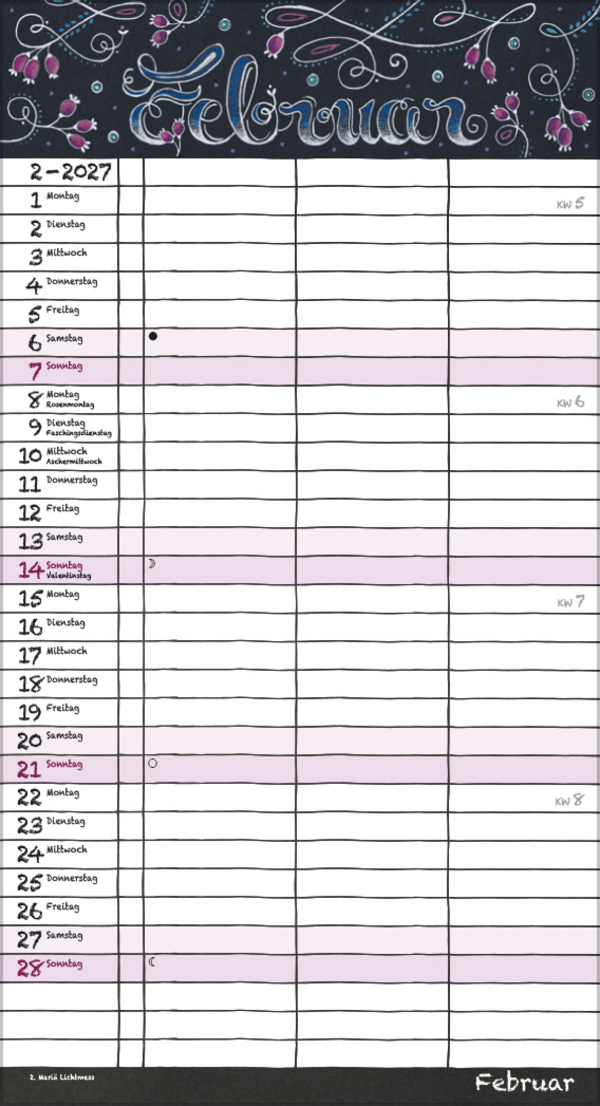 Tafeltimer f&uuml;r 2 mit Zetteltasche 2027, Innenansicht #2