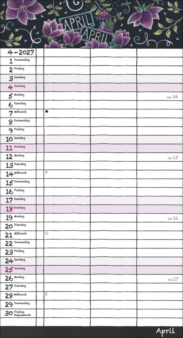 Tafeltimer f&uuml;r 2 mit Zetteltasche 2027, Innenansicht #4