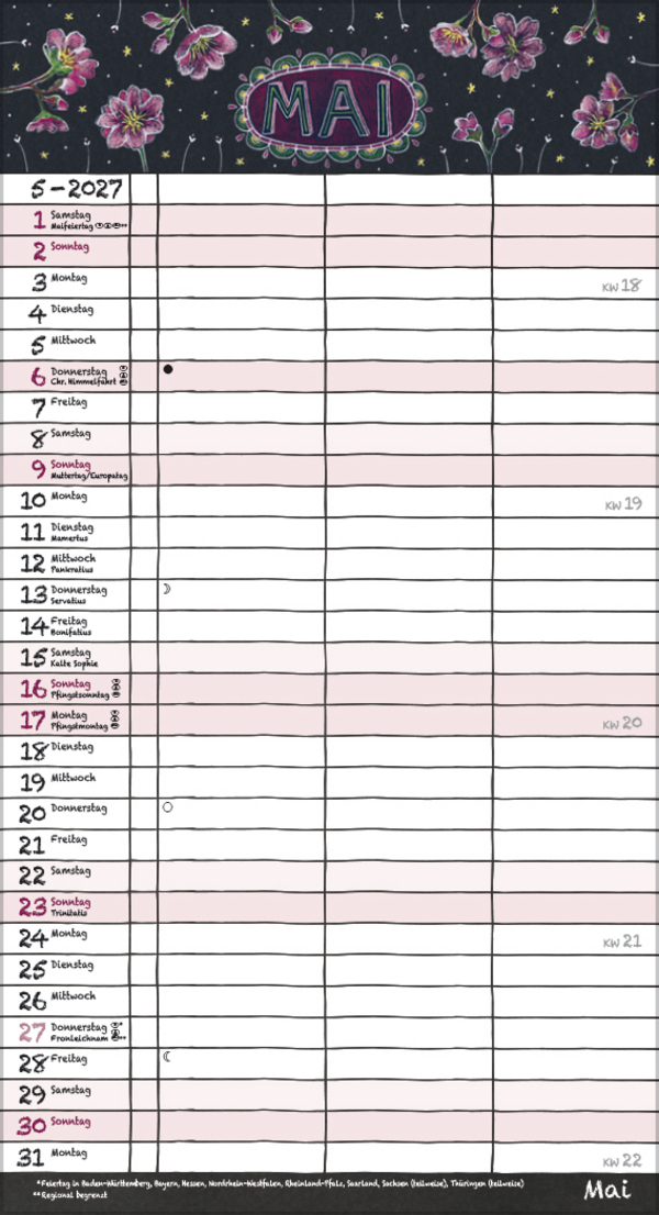 Tafeltimer f&uuml;r 2 mit Zetteltasche 2027, Innenansicht #5