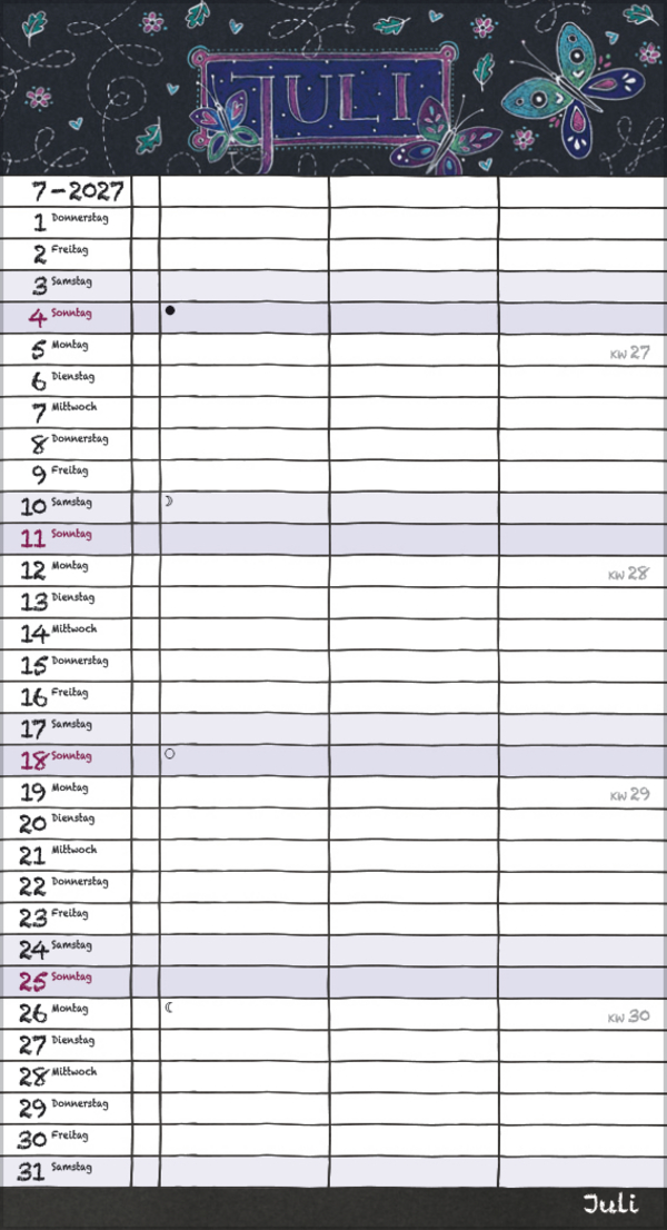 Tafeltimer f&uuml;r 2 mit Zetteltasche 2027, Innenansicht #7