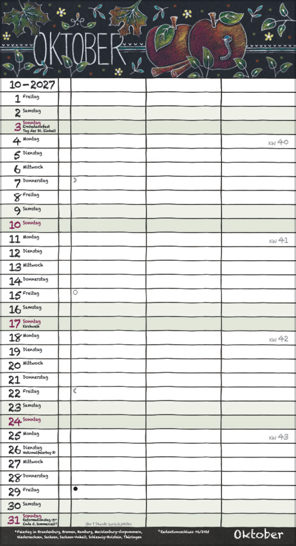 Tafeltimer f&uuml;r 2 mit Zetteltasche 2027, Innenansicht #10