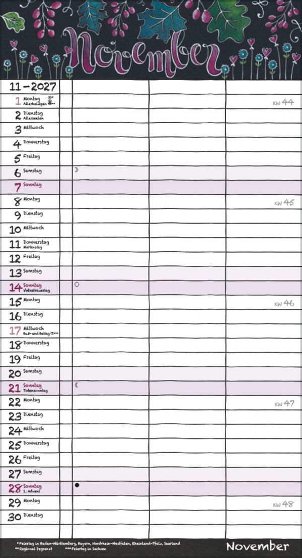 Tafeltimer f&uuml;r 2 mit Zetteltasche 2027, Innenansicht #11
