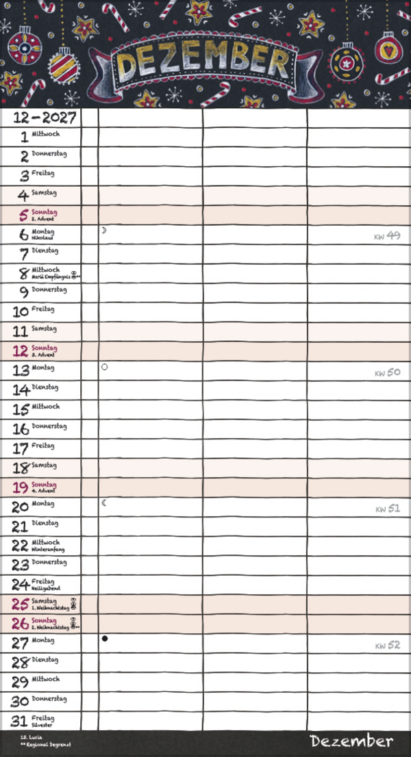 Tafeltimer f&uuml;r 2 mit Zetteltasche 2027, Innenansicht #12