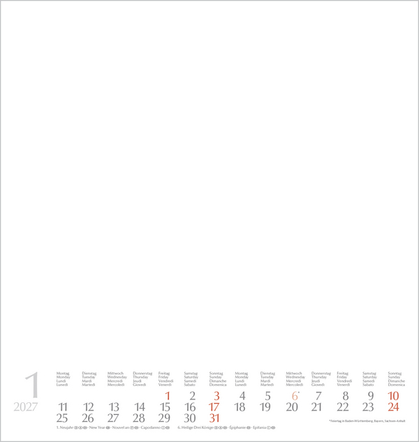 Foto-Malen-Basteln Bastelkalender wei&szlig; gro&szlig; 2027, Innenansicht #1