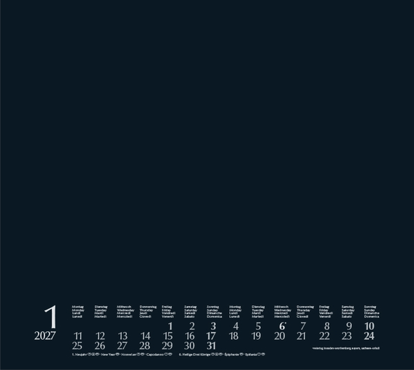 Foto-Malen-Basteln Bastelkalender quer schwarz 2027, Innenansicht #1