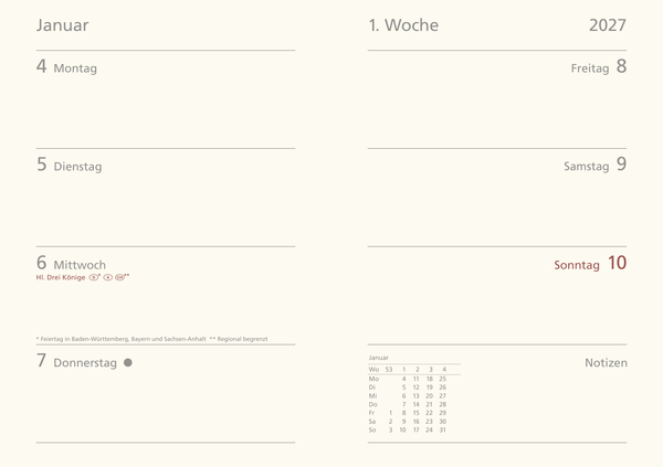 Premium Timer Midi "Botanical Study" 2027, Innenansicht #1