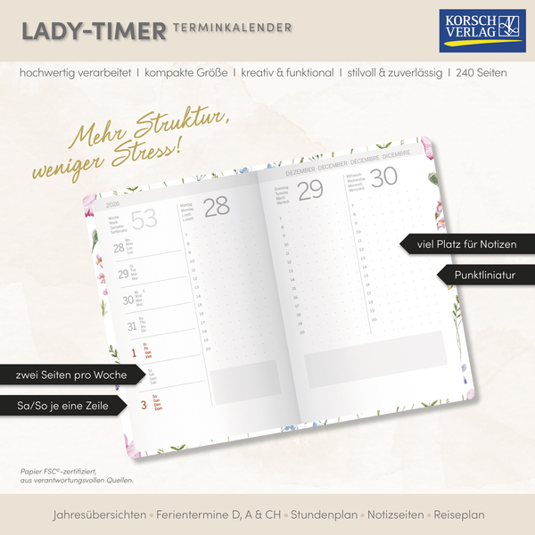 Lady-Timer Bl&uuml;tenzauber 2027, Innenansicht #17