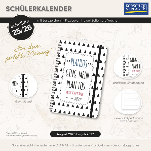 Sch&uuml;lerkalender Planlos 2026/2027, Innenansicht #18