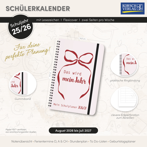 Sch&uuml;lerkalender Mein Jahr 2026/2027, Innenansicht #18