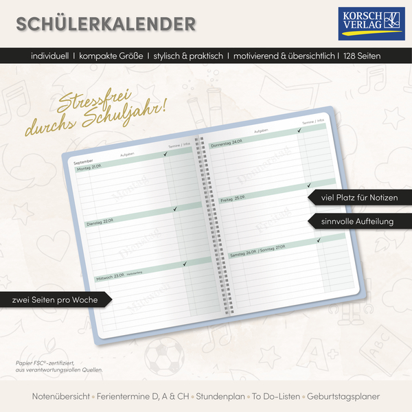 Sch&uuml;lerkalender Light on 2026/2027, Innenansicht #17