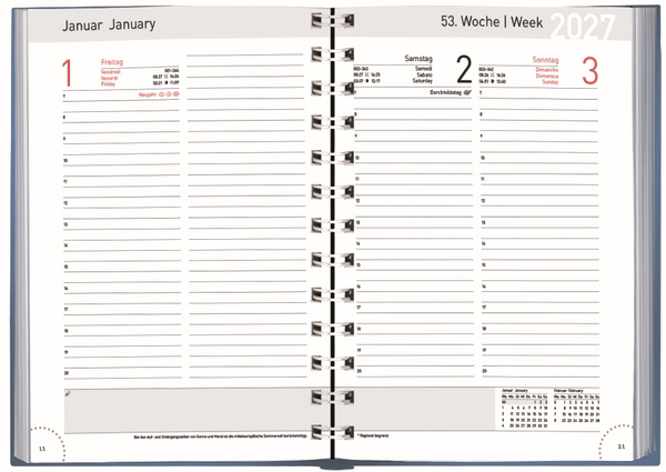 Chef-Timer Spirale blau 2027, Innenansicht #1