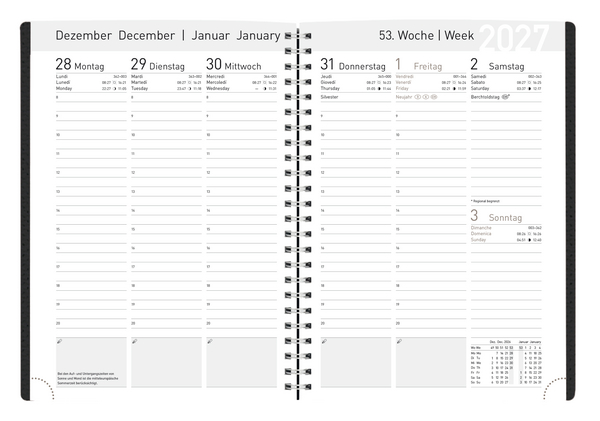 Buchkalender Wochentimer Spirale dunkelblau 2027, Innenansicht #1